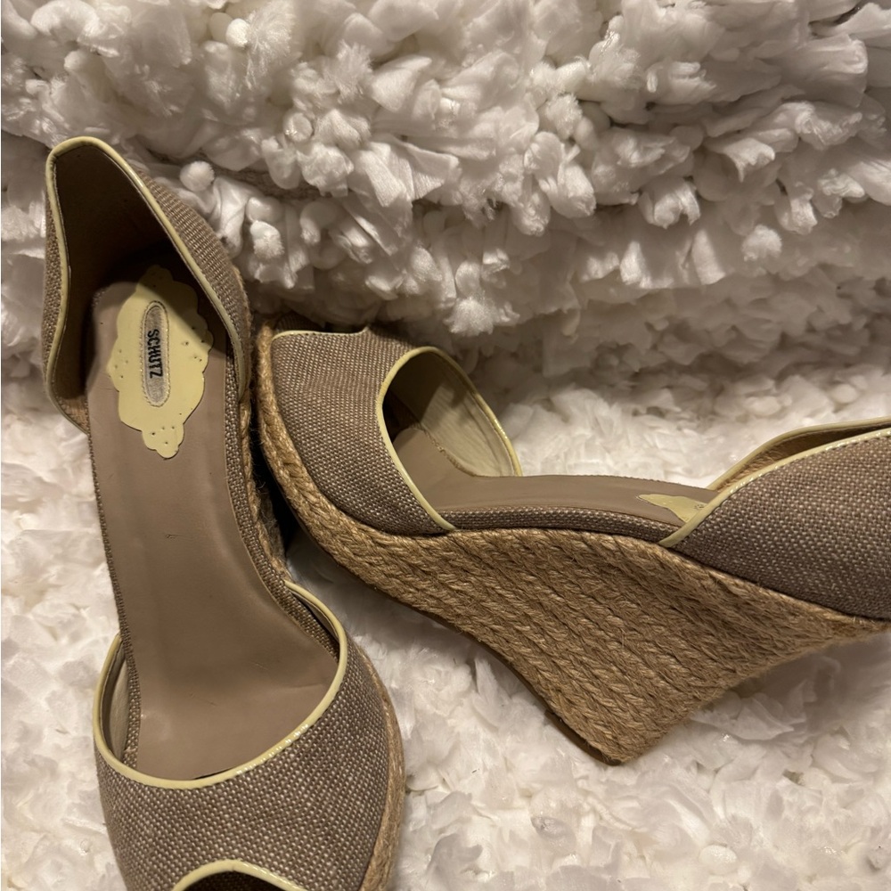 Schultz Tan Wedge Peep-Toe Shoes